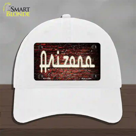 Arizona Neon Brick Novelty License Plate Hat Unconstructed Cotton / White