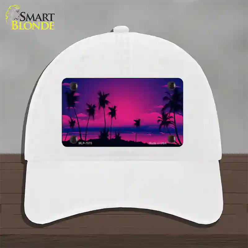 Sunset Pink Novelty License Plate Hat Unconstructed Cotton / White