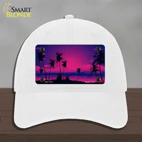 Sunset Pink Novelty License Plate Hat Unconstructed Cotton / White