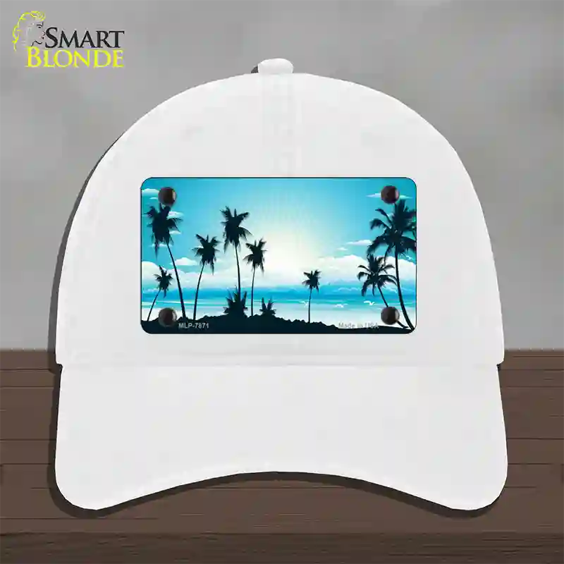 Sunset Blue Novelty License Plate Hat Unconstructed Cotton / White