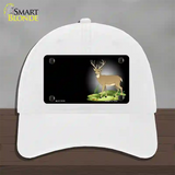 Deer Offset Novelty License Plate Hat Unconstructed Cotton / White