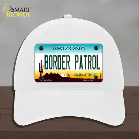 Border Patrol Arizona State Novelty License Plate Hat Unconstructed Cotton / White