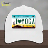 I Love Yoga Novelty License Plate Hat Unconstructed Cotton / White