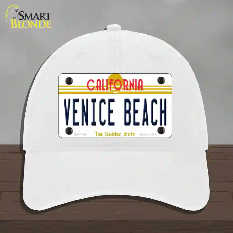 Venice Beach California Novelty License Plate Hat Unconstructed Cotton / White