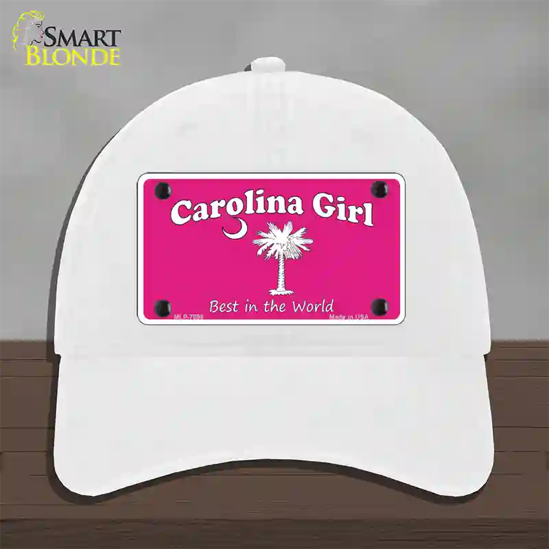 Carolina Girl Pink Novelty License Plate Hat Unconstructed Cotton / White