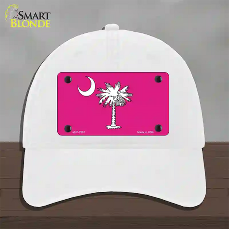 South Carolina Flag Pink Novelty License Plate Hat Unconstructed Cotton / White