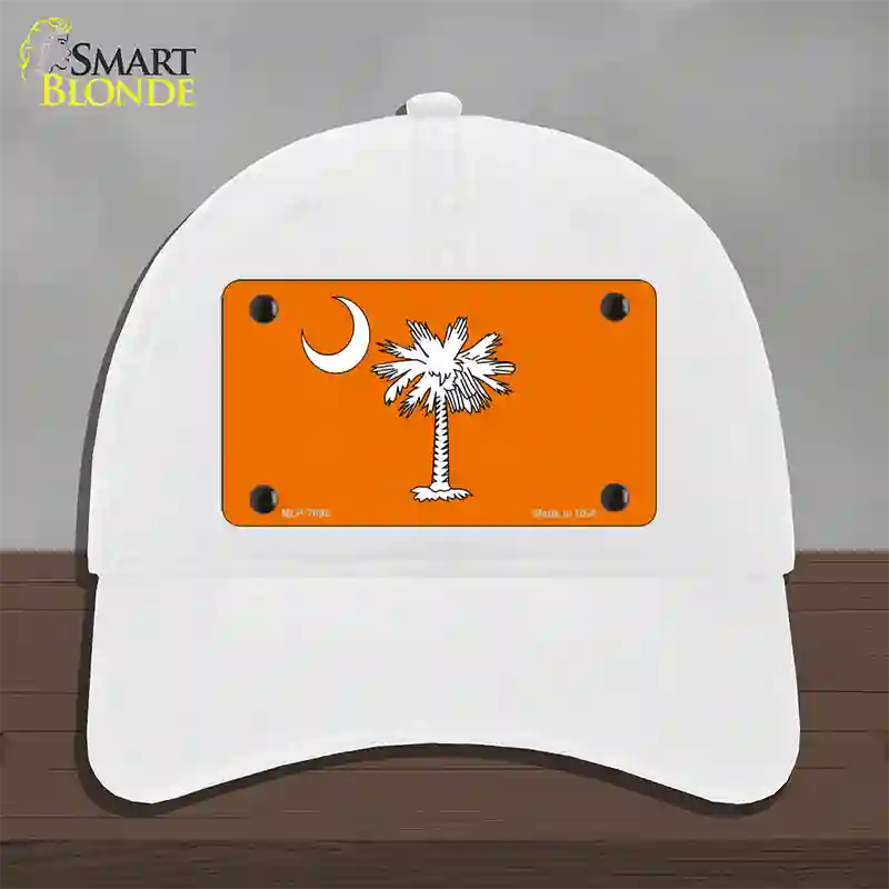 South Carolina Flag Orange Novelty License Plate Hat Unconstructed Cotton / White