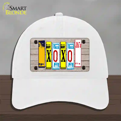 XOXO License Plate Art Novelty License Plate Hat Unconstructed Cotton / White