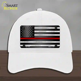 American Flag Thin Red Line Novelty License Plate Hat Unconstructed Cotton / White