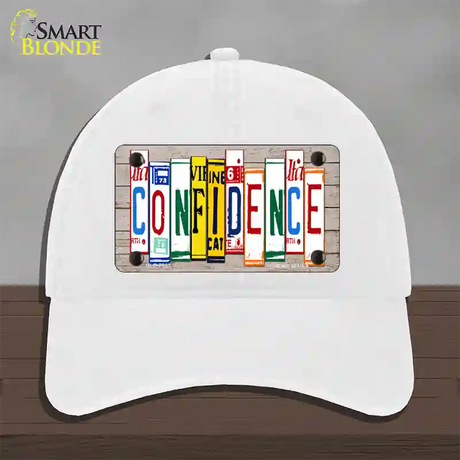 Confidence Wood License Plate Art Novelty License Plate Hat Unconstructed Cotton / White