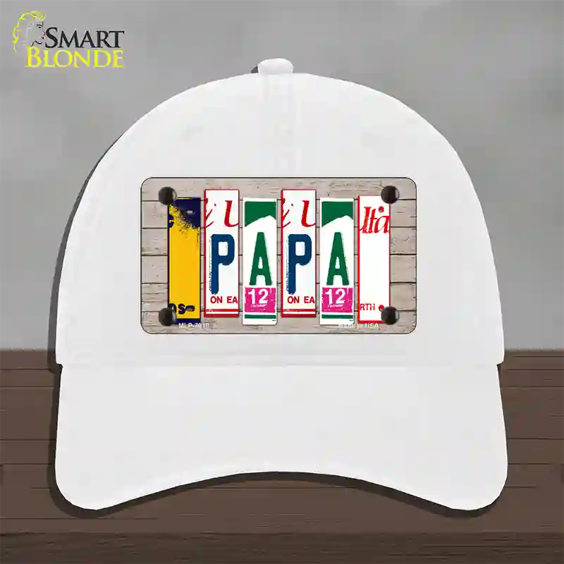 Papa Wood License Plate Art Novelty License Plate Hat Unconstructed Cotton / White