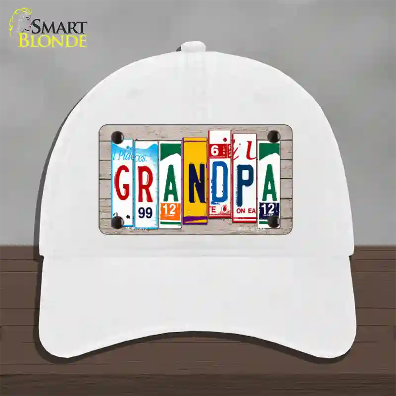 Grandpa Wood License Plate Art Novelty License Plate Hat Unconstructed Cotton / White