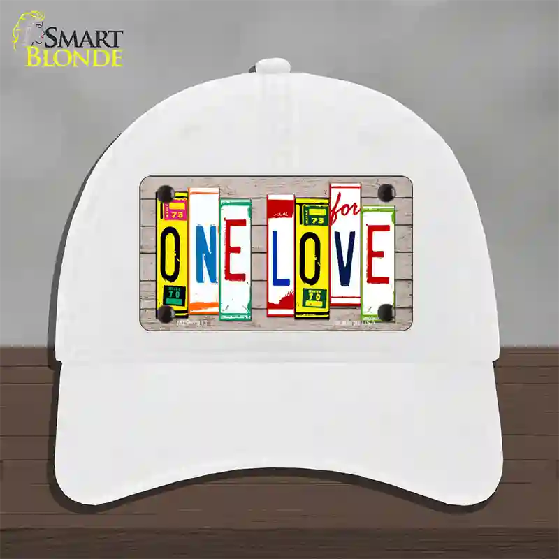 One Love Wood License Plate Art Novelty License Plate Hat Unconstructed Cotton / White