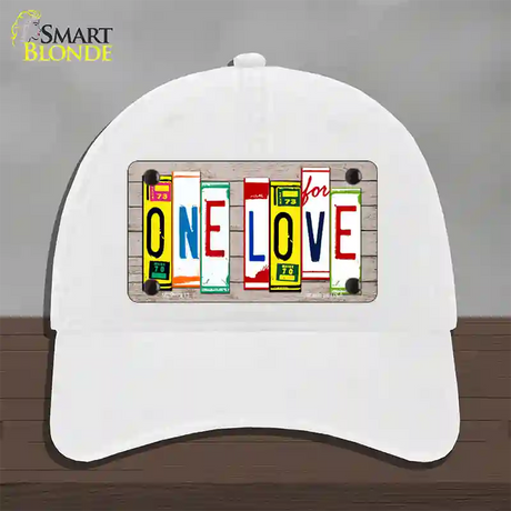 One Love Wood License Plate Art Novelty License Plate Hat Unconstructed Cotton / White