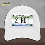 2 Hot Michigan Novelty License Plate Hat Unconstructed Cotton / White