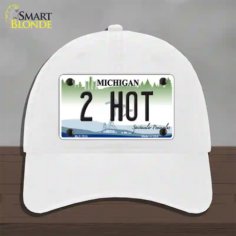 2 Hot Michigan Novelty License Plate Hat Unconstructed Cotton / White