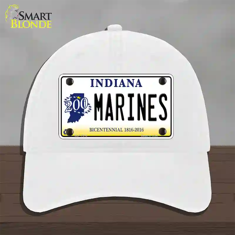 Indiana Marines Novelty License Plate Hat Unconstructed Cotton / White