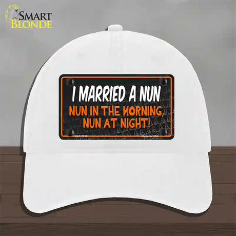 I Married A Nun Novelty License Plate Hat Unconstructed Cotton / White