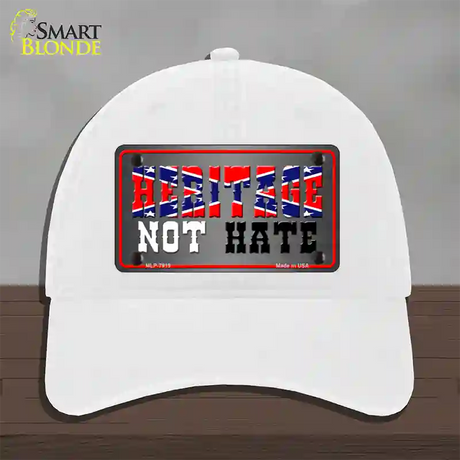 Heritage Not Hate Novelty License Plate Hat Unconstructed Cotton / White