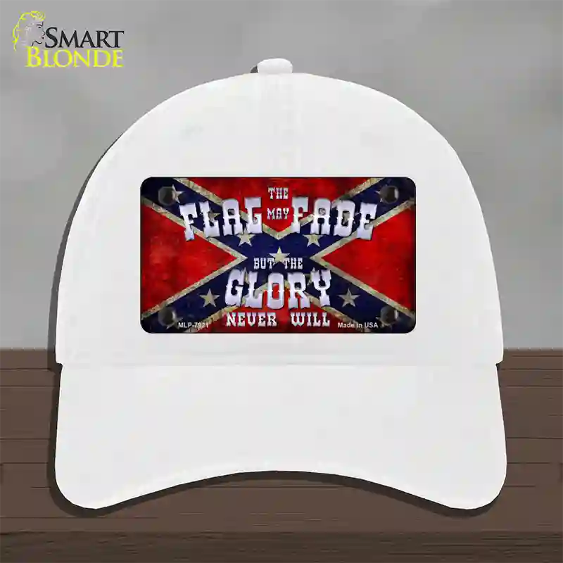 Flag May Fade Novelty License Plate Hat Unconstructed Cotton / White