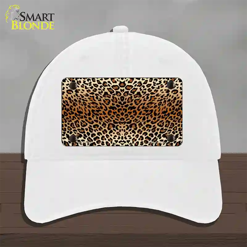 Cheetah Print Novelty License Plate Hat Unconstructed Cotton / White