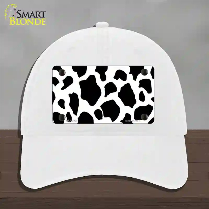 Cow Print Novelty License Plate Hat Unconstructed Cotton / White