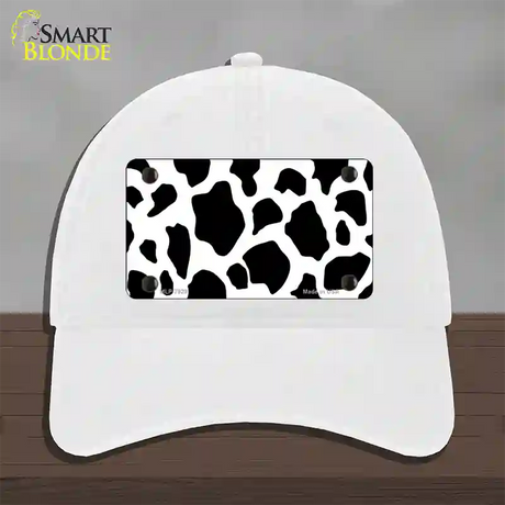 Cow Print Novelty License Plate Hat Unconstructed Cotton / White