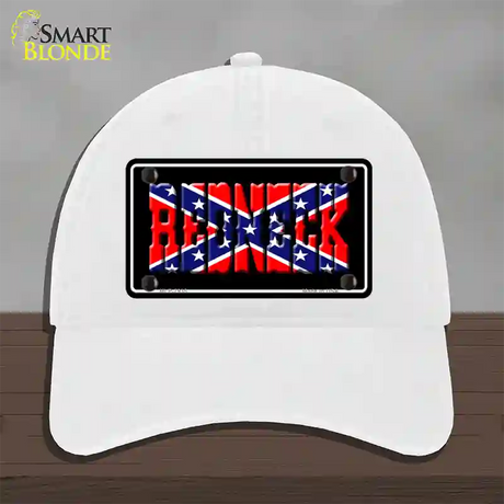 Redneck Confederate Flag Black Novelty License Plate Hat Unconstructed Cotton / White