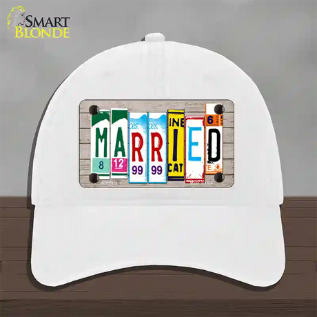 Married Wood License Plate Art Novelty License Plate Hat Unconstructed Cotton / White