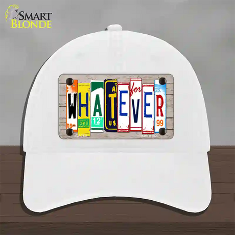 Whatever Wood License Plate Art Novelty License Plate Hat Unconstructed Cotton / White