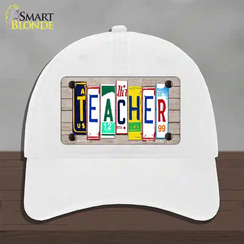 Teacher Wood License Plate Art Novelty License Plate Hat Unconstructed Cotton / White