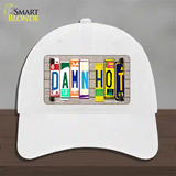 Damn Hot Wood License Plate Art Novelty License Plate Hat Unconstructed Cotton / White