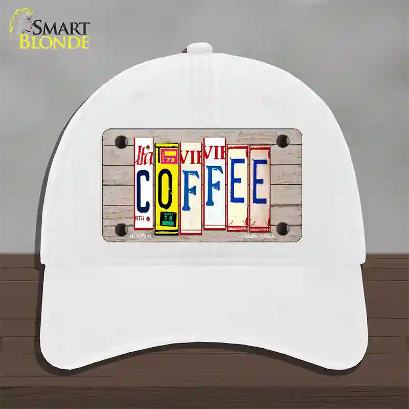 Coffee Wood License Plate Art Novelty License Plate Hat Unconstructed Cotton / White