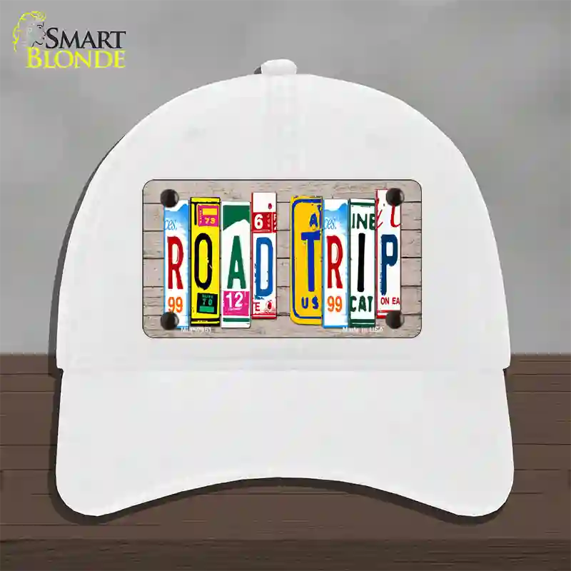 Road Trip Wood License Plate Art Novelty License Plate Hat Unconstructed Cotton / White