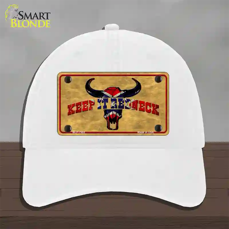 Keep It Redneck Novelty License Plate Hat Unconstructed Cotton / White