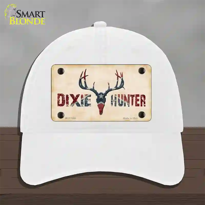 Dixie Hunter Novelty License Plate Hat Unconstructed Cotton / White