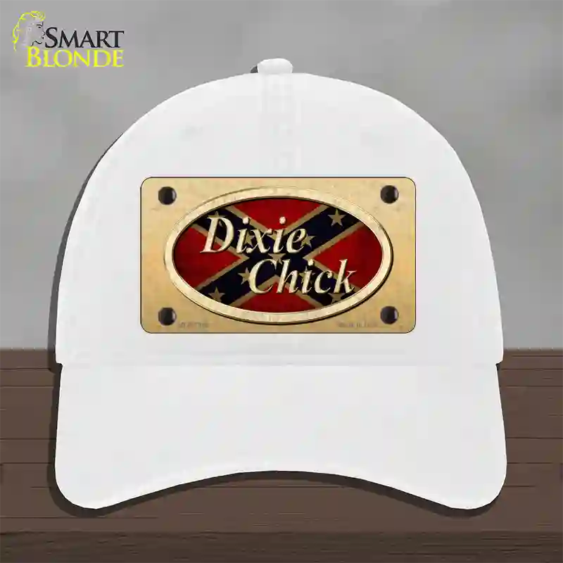 Dixie Chick Confederate Novelty License Plate Hat Unconstructed Cotton / White