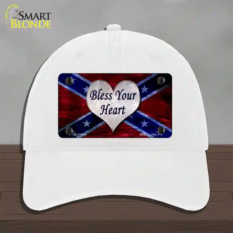 Bless Your Heart Novelty License Plate Hat Unconstructed Cotton / White