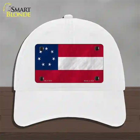 Confederate Flag First 7 Stars Novelty License Plate Hat Unconstructed Cotton / White