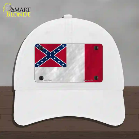 Third Confederate Flag Novelty License Plate Hat Unconstructed Cotton / White