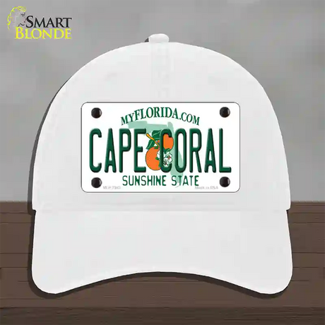 Cape Coral Florida Novelty License Plate Hat Unconstructed Cotton / White