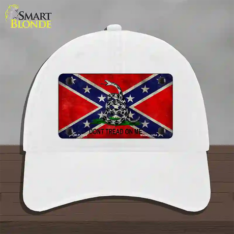 Confederate Dont Tread Novelty License Plate Hat Unconstructed Cotton / White