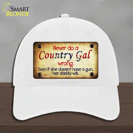 Country Gal Wrong Novelty License Plate Hat Unconstructed Cotton / White