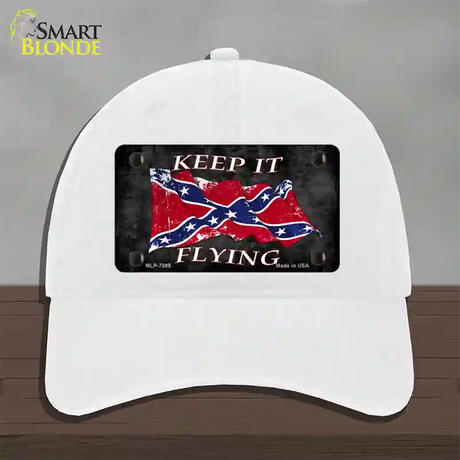 Confederate Keep It Flying Novelty License Plate Hat Unconstructed Cotton / White