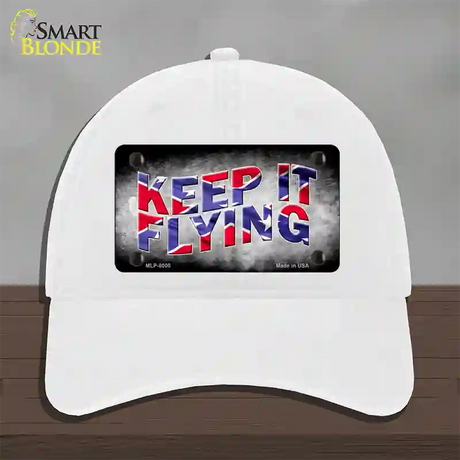 Keep It Flying Novelty License Plate Hat Unconstructed Cotton / White