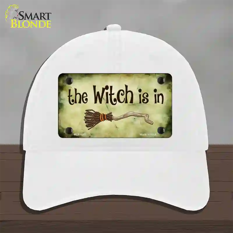 The Witch Is In Novelty License Plate Hat Unconstructed Cotton / White