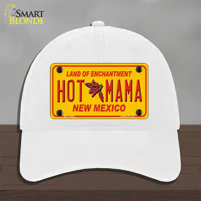 New Mexico Hot Mama Novelty License Plate Hat Unconstructed Cotton / White