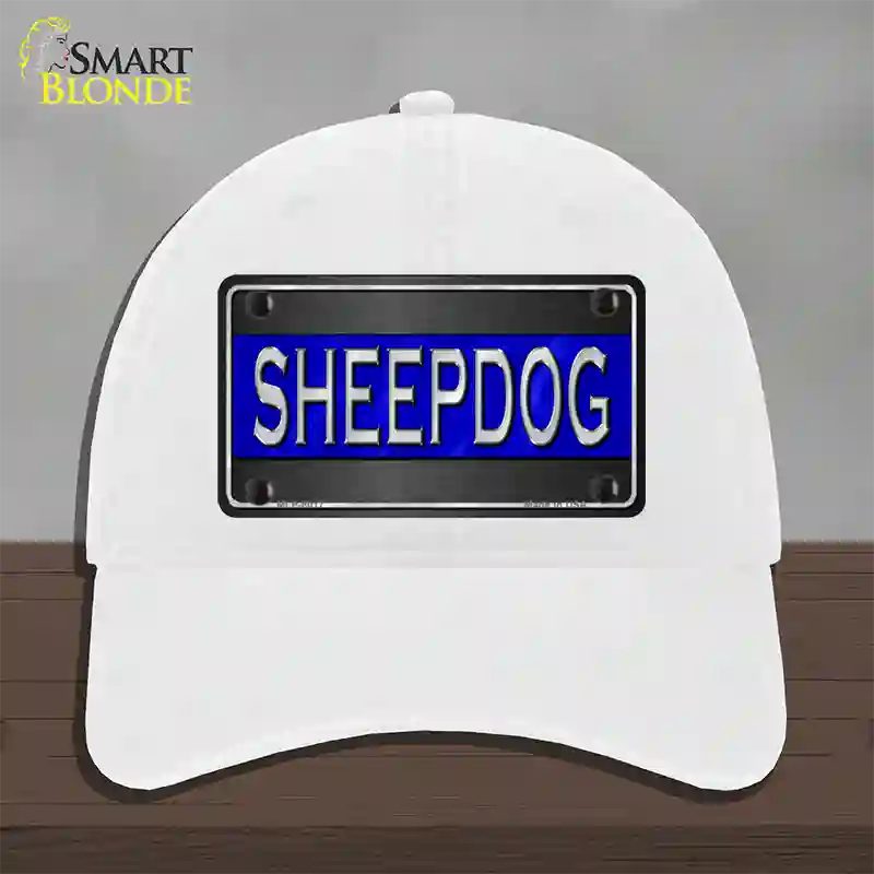 Sheepdog Thin Blue Line Novelty License Plate Hat Unconstructed Cotton / White