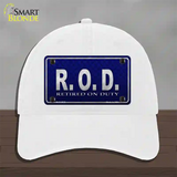 Retired On Duty Novelty License Plate Hat Unconstructed Cotton / White