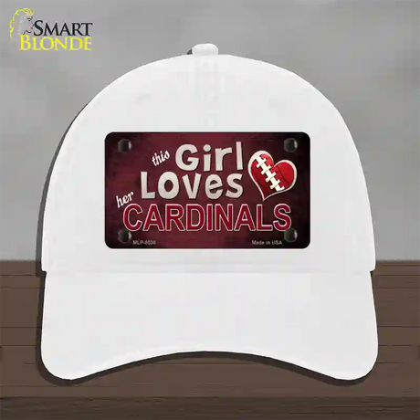 This Girl Loves Her Cardinals Novelty License Plate Hat Unconstructed Cotton / White